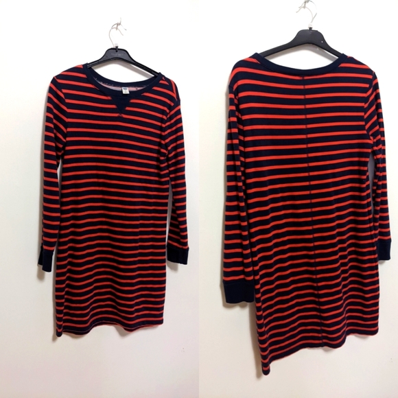 Red & Navy Blue Striped Sweater Dress Size Small - Picture 1 of 2